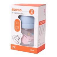 شیشه شیر 180 میل دسته دار طرح روباه رنگ آبی رووکو Rovco