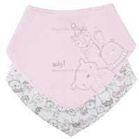 پيشبند سه گوش 2 عددی طرح حیوانات رنگ صورتی بی ارگانیک Biorganic