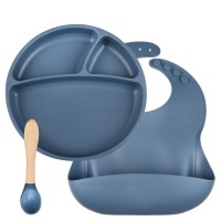 ست ظرف غذا تمام سیلیکونی 3 تکه رنگ سرمه‌ای مینیک اوی‌اوی MinikOiOi