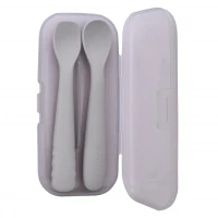 ست قاشق دو عددی سیلیکونی رنگ طوسی هی اور شی heorshe