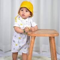 رامپر پسرانه طرح حیوانات و برگ رنگ سفید زرد ایندیگو Indigo