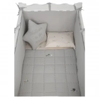 ست روتختی 8 تيکه طرح مرغابی پارچه موسلين رنگ طوسی ايسيز Isiz