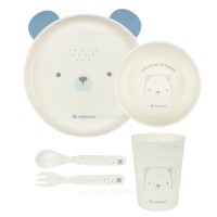 ظرف غذای ملامین 5 تیکه طرح خرس رنگ آبی کیکابو Kikkaboo