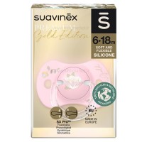 پستانک تکی بادامی 6 - 18 ماه طرح گلد صورتی سواوینکس Suavinex(دارای جعبه)