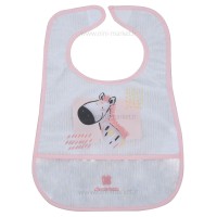 پیشبند سیلیکونی پشت حوله ای تکی طرح گورخر رنگ صورتی کیکابو kikkaboo