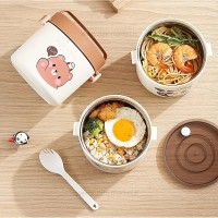 ظرف غذا استیل یک طبقه رنگ قهوه ای خارجی