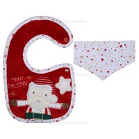 پیشبند دو تیکه طرح بابانوئل رنگ قرمز لبه Lebe