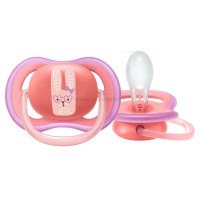 پستانک تکی الترا ایر +18 ماه طرح خرگوش رنگ صورتی اونت Avent (فاقد جعبه)