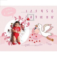 پارچه ماهگرد طرح لک لک و بچه زمینه صورتی برند آلپی کیدز LP Kids