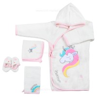 ست حوله 5 تیکه اسب تک شاخ دار رنگ سفید پاپو Papo