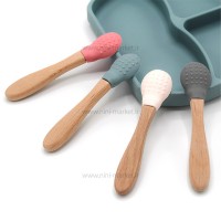 قاشق چوبی سر سیلیکونی سرخابی بی بی جم BabyJem
