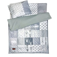 سرويس خواب 4 تيکه طرح گوزن رنگ طوسی لیزا Lisa