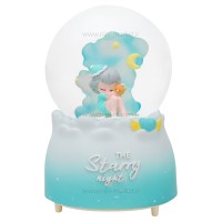 گوی موزیکال طرح دختر و ماه رنگ آبی خارجی