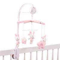 آویز تخت موزیکال طرح خرگوش رنگ صورتی سانوزی Sunnozy