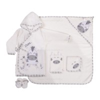 ست حوله 5 تکه طرح زبرا رنگ طوسی پاپو papo