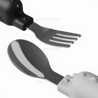 ست قاشق و چنگال طرح دایناسور رنگ طوسی مشکی هی‌اورشی HeOrShe