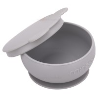 کاسه درب دار سیلیکونی رنگ طوسی مینیک اوی اوی Minik Oioi