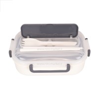 ظرف غذا استیل تقسیم دار طرح لیمو رنگ کرم خارجی