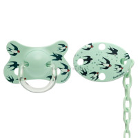 ست پستانک و گیره 4-18 ماه طرح پرستو سبز سواوینکس suavinex(با جعبه)