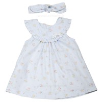 پیراهن مجلسی طرح گل ریز رنگ آبی ایندیگو indigo