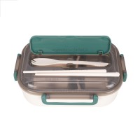 ظرف غذا استیل تقسیم دار طرح لیمو رنگ سبز-کرم خارجی