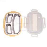 ظرف غذا استیل تقسیم دار طرح لیمو رنگ زرد خارجی