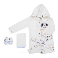 ست حوله 4 تیکه جعبه ای طرح سگ رنگ سفید آبی پاپو Papo