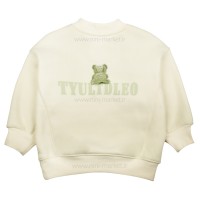 بلوز داخل‌مخمل اسپرت طرح خرس رنگ کرم و سبز