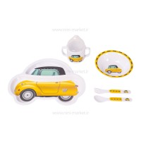 ست ظرف غذای 5 تکه کودک طرح ماشین زرد لمون Lemon