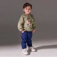 هودی شلوار پسرانه طرح روباه و حلزون رنگ سبز آبی برند پاپو Papo