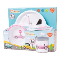 ست ظرف غذای 5 تکه کودک طرح ماشین صورتی لمون Lemon