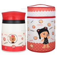 فلاسک غذای 890 میل کیف دار طرح حیوانات خرس قرمز pinkah