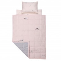 سه تیکه خواب کنار مادری طرح مرغابی موسلین رنگ صورتی ایسیز