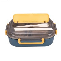 ظرف غذا استیل تقسیم دار طرح لیمو رنگ سرمه ای-زرد خارجی