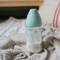 شيشه شير 270 ميل استيکر خرگوش رنگ سبز سواوینکس Suavinex