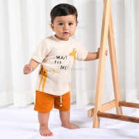 تیشرت شورت اسپرت طرح زرافه رنگ آجری رابو Raboo