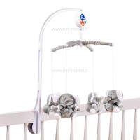 آویز تخت موزیکال طرح فیل رنگ طوسی سانوزی Sunnozy