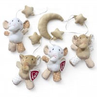 آویز بالای تخت کوکی طرح فیل رنگ کرم baby fun