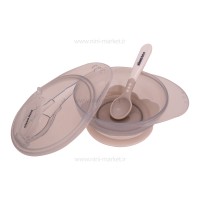 ظرف غذا چسبان و قاشق کیکابو Kikkaboo رنگ طوسی