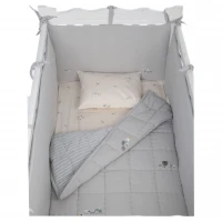 ست روتختی 8 تيکه طرح مرغابی پارچه موسلين رنگ طوسی ايسيز Isiz