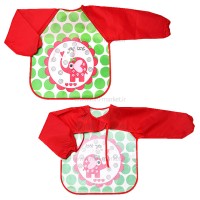 پیشبند غذاخوری آستین دار طرح فیل-گل رنگ قرمز برندخارجی