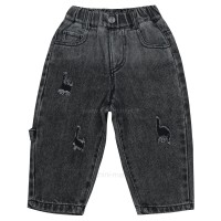 شلوار جین اسپرت طرح زاپ دار رنگ ذغالی