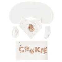 سرویس 13 تیکه طرح کوکی رنگ کرم نیلی