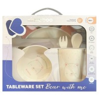 ظرف غذای ملامین 5 تیکه طرح خرس رنگ صورتی کیکابو Kikkaboo