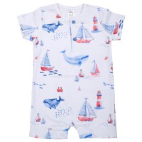 رامپر پسرانه طرح دریا رنگ سفید bee baby