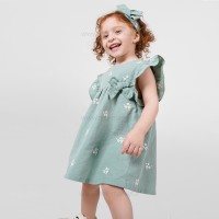 پیراهن دخترانه طرح گل رنگ سبز پاپو papo