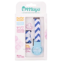 بند پستانک پارچه ای طرح راه راه رنگ آبی سفید مایا Maya