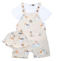 پیشبندی شورتی پسرانه مدل لوکا رنگ کرمی ایندگو indigo