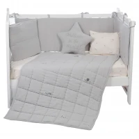 ست روتختی 8 تيکه طرح مرغابی پارچه موسلين رنگ طوسی ايسيز Isiz