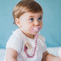 پستانک تکی بادامی 6 - 18 ماه طرح گلد صورتی سواوینکس Suavinex(دارای جعبه)